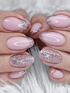 Color: Multicolor Nail Shapes: Oval Type: Bare Nails Batteries Included: No Press On Nails Material: ABS Glitter Tip Nails, Color Nails, Pink Collar, Bridal Nails, Foot Care, Fancy Nails, Chic Nails, Summer Nail, Nail Polishes