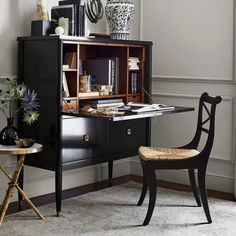 a desk and chair in a room