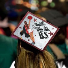 Finally Done with This BS Cheerleader Grad Cap Topper - Tassel Toppers - Professionally Decorated Grad Caps Finally Done With This Bs Graduation Cap, Finally Done With This Bs Cap, Bs Grad Cap, Grad Cap Decoration, Graduation Cap Tassel, Grad Cap Topper, College Grad Party