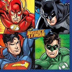 the justice league napkins are designed to look like superheros