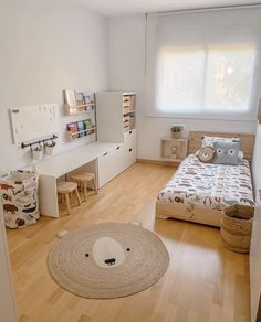 the bedroom is clean and ready to be used as a child's playroom