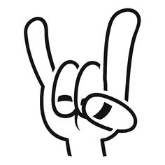 a black and white drawing of a hand giving the peace sign with its fingers up