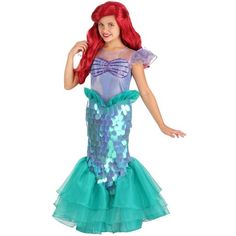 HalloweenCostumes.com X Small Girl Little Mermaid Ariel Girl's Costume., Purple/Green Ariel Costumes, Little Mermaid Costume, Ladies Fancy Dress, Satin Pencil Skirt, My Little Pony Costume, Yellow Costume, Ariel Disney, Ariel Dress, Little Mermaid Ariel