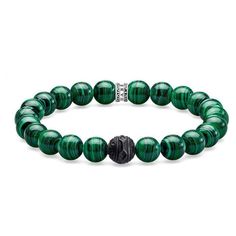 Bracelet in Green Onyx-Thomas Sabo-Swag Designer Jewelry Thomas Sabo Bracelet, Green Beaded Bracelets, Malachite Bracelet, Thomas Sabo, Green Onyx, Silver Accents, Green Bead, Bracelet Sizes, Silver Bracelets