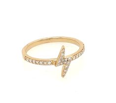 Just the right amount of sparkle with our diamond lightning bolt ring. A symbol for energy & strength. 14k yellow gold 0.17c diamonds Size 7. Can be sized or special ordered A symbol for energy and strength Symbol For Energy, Lightning Bolt Jewelry, Lightning Bolt Ring, Ring Inspo, Bolt Ring, Fine Rings, Lightning Bolt, Diamond Sizes, Ring Gold