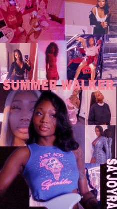 a collage of photos with the words summer walker on it and images of women