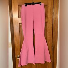 Beautiful Pink Pants, High Waist With Lots Of Stretch! Super Wide Flare With Fringed Hem. Waist, Rise And Inseam Measurements In Pics. Pink Pants, Stretch Jeans, Boot Cut, Pant Jumpsuit, Mid Rise, High Waist, High Waisted, Pants, Pink