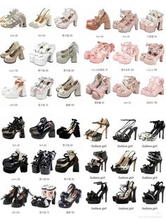 Different Types Of High Heels, Gyaru Shoes, Pink Black Outfit, Coquette Heels, Coquette Shoes, Stylish Footwear, Fashion Shoes Heels, Cute Shoes Heels