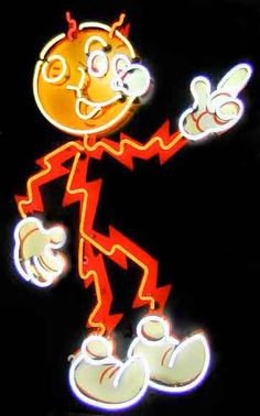 a neon sign with an image of a cartoon character