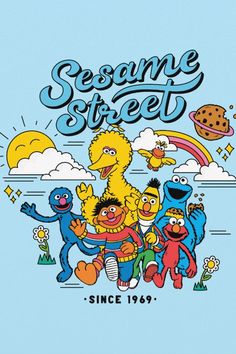 Sesame Street | Since 1969 Postcard
Check out this cute Sesame Street design featuring Grover, Ernie, Bert Big Bird, Little Bird,Cookie Monster and Elmo. Sesame Street Pictures, 2010 Cartoons, Sesame Street Aesthetic, Kid Widgets, Sesame Street Illustration, Basement Posters, Sesame Street Poster, Sesame Street Wallpaper, Seventies Art