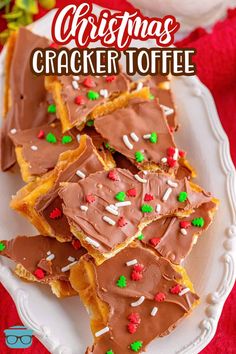 christmas cracker toffes on a white plate