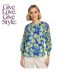 in stock Spring Blue Tops With Blouson Sleeves, Spring Blue Blouse With Blouson Sleeves, Trendy Calvin Klein Summer Tops, Trendy Calvin Klein Tops For Spring, Spring Calvin Klein Tops, Calvin Klein Blue Tops For Spring, Calvin Klein Blue Tops For Summer, Chic Calvin Klein Spring Tops, Chic Calvin Klein Tops For Spring