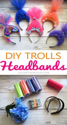 diy troll's headbands made out of colored hair