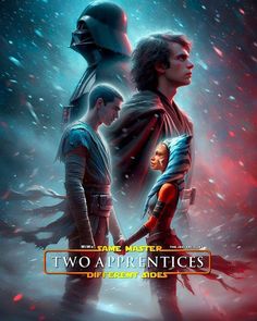 star wars the force awake poster with two men standing next to each other in front of a