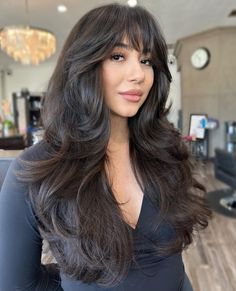 Long Thick Hair with Midshaft Butterfly Layers and Bangs Bang Haircuts, Blond Pony, Winter Blonde Hair, Layered Bangs, Butterfly Haircut, Hair Inspiration Long, Hairstyles For Layered Hair, Hair 2024, Blowout Hair