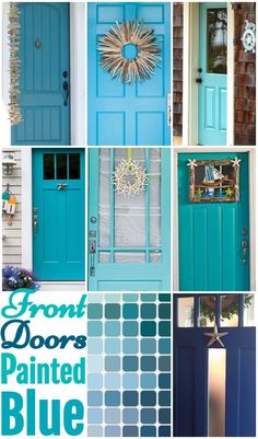 the front door is painted blue and there are many different colors to choose from for it