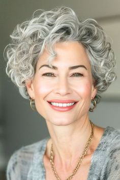 36 Gray Hairstyles For Older Women That Will Make Silver Your Signature Look - The Hairstyle Edit Curly Silver Hair, Long Blonde Curls, Short Curly Hairstyles For Women, Mom Hair, Natural Curly Hair Cuts, Grey Curly Hair, Curly Hair Photos, Short Curly Haircuts, Haircuts For Curly Hair