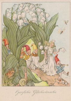 an image of children playing in the grass with flowers and plants around them, from a fairy tale