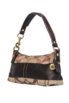 Score a win for your wardrobe with this y2k gem from Coach! The classic monogram canvas is accented with leather trim and chic gold-tone hardware, making it a must-have accessory. Don't miss out on adding this stylish and versatile bag to your collection. Monogram canvas Leather handle Gold-tone hardware Top zip closure Internal zip & card pocket Width 10.5" Height 5" Depth 2.5" Strap drop 6" Trendy Monogram Canvas Shoulder Bag, Everyday Bags With Zipper Closure In Monogram Canvas, Monogram Canvas Bags With Zipper Closure For Everyday Use, Everyday Monogram Canvas Bags With Zipper Closure, Monogram Canvas Shoulder Bag With Gold-tone Hardware For Everyday, Everyday Shoulder Bag With Gold-tone Hardware And Monogram Canvas, Everyday Shoulder Bag With Monogram Canvas And Branded Hardware, Monogram Canvas Shoulder Bag With Metal Hardware, Monogram Canvas Satchel With Zipper Closure