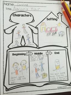 the character worksheet is shown with pencils and markers on top of it