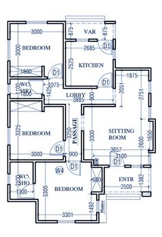 the floor plan for a three bedroom apartment with two bathrooms and an attached bathroom area