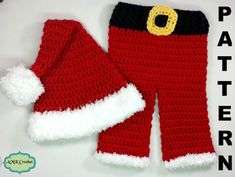 crocheted santa claus pants and hat for baby