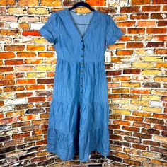 Adorable Denim Button Up Dress From Sonoma. Nwt, Retail $44. Would Be Perfect For Fall Photos! Long Denim Dress, Denim Button Up Dress, Button Up Dress, Fall Photos, Be Perfect, Denim Dress, Denim Button Up, Button Up, Color Blue