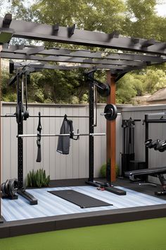 an outdoor gym with exercise equipment