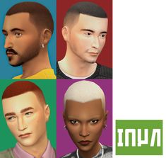 four different types of men's hair and beards for the simse game