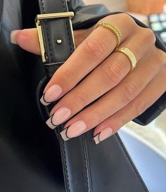 Cute Nails Acrylic Square, Line French Tip Nails, Hourglass Nails, Prom Nail, Nagellack Trends, Lines On Nails, Basic Nails, Work Nails, French Acrylic Nails