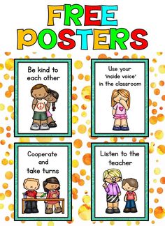 three posters with the words free posters to help students learn how to use them in their classroom