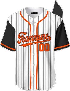 an orange and white baseball jersey with the name teamnamee in black on it