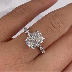 3.50 CT Radiant Pave Setting F/VS1 Lab Grown Diamond Engagement Ring - violetjewels Radiant Engagement, Pretty Engagement Rings, Dream Wedding Ring, Radiant Cut Engagement Rings, Radiant Engagement Rings, Vs1 Diamond, Lab Grown Diamond Engagement Ring, Cute Engagement Rings, Future Engagement Rings