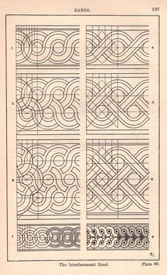 the pattern is shown in black and white, with lines that appear to be intertwined