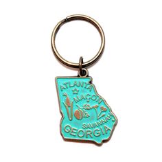 a metal keychain with the state of georgia on it