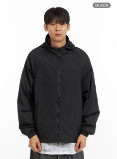 mens-nylon-zip-up-hooded-jacket-iu418 / Black Black Windbreaker With Detachable Hood, Black Windbreaker With Double-lined Hood, Black Hoodie Windbreaker For Outdoor, Black Nylon Hooded Jacket For Fall, Black Hoodie Windbreaker For Outdoor Activities, Casual Black Windbreaker With Detachable Hood, Casual Black Hooded Windbreaker, Black Windproof Hoodie Outerwear, Urban Black Windbreaker With Adjustable Hood