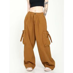 Unisex Retro Loose Wide-Leg Floor-Length Cargo Pants  Material: Cotton  Size: M, L, XL, 2XL Color: Brown Style: Cargo Pants Waist Type: Mid-High Waist  Season: Spring, Fall, Winter   Occasion: Leisure, Outdoor, Daily, Vacation, Fall Outfits Brown Full Length Cargo Pants, Baggy Brown Cargo Style Bottoms, Brown Baggy Cargo Style Bottoms, Baggy High-waist Harem Pants With Cargo Pockets, Brown Baggy Utility Pants, Brown Baggy Full-length Cargo Pants, Baggy Full Length Parachute Pants, Baggy Brown Utility Pants, Brown Baggy Straight Leg Parachute Pants