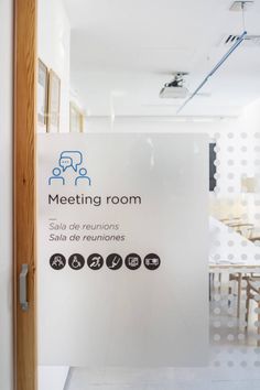 the meeting room sign is clearly visible for everyone to see