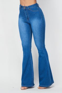 Classic Light Wash Flare Jeans High Waisted Plenty of Stretch 66% Cotton, 30% Polyester, 2% Rayon, 2% Spandex Flare Jeans High Waisted, High Waisted Bell Bottom Jeans, Light Wash Flare Jeans, High Waisted Flare Jeans, Jeans High Waisted, Bottom Jeans, High Waisted Flares, Bell Bottom, Dark Denim