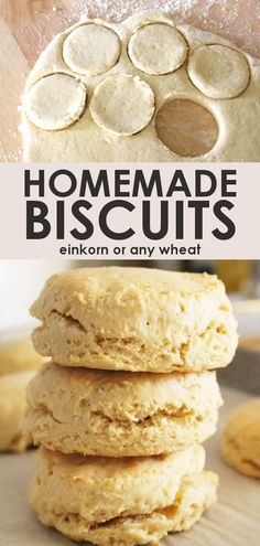 homemade biscuits are stacked on top of each other with the title above it