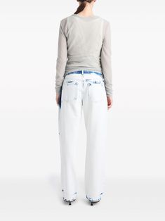 White Straight Leg Jeans With Belt Loops, White Jeans With Belt Loops For Spring, White Bleached Cotton Jeans, White Cropped Leg Jeans With Belt Loops, White Cropped Jeans With Belt Loops, White Bleached Straight Leg Jeans, White Bleached Straight Leg Bottoms, Casual White Bleached Jeans, High Rise White Bleached Bottoms