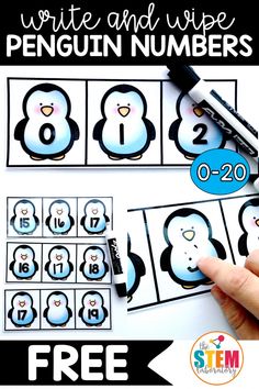 a penguin number matching activity for kids to practice counting