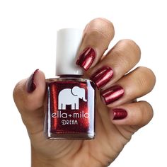 Deep red shimmer DREAM Collection Nail polish bottle 13.3 ml - 0.45 fl oz | ingredients "17-Free" products do not contain: Acetone, Animal-Derived Ingredients, Bisphenol-A, Camphor, Ethyl Tosylamide, Formaldehyde, Formaldehyde Resin, Gluten, Glycol Ether of Series E (Gycol ethers derived from ethylene oxide), Nonylphenol Ethoxylate, Parabens, Phthalates (including DBP), Styrene, Sulfate, Toluene, Triphenyl Phosphate (TPHP/TPP), Xylene Vegan Animal cruelty-free Quick Dry Chip Resistant Made in th Red Shimmer Nails, Nail Polish Bottle, Shimmer Nail Polish, Nail Shimmer, Nail Polish Bottles, Vegan Animals, Dry Nails, Beautiful Nail Art, Indie Brands