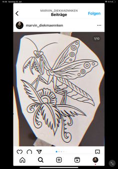 an instagram photo with the image of a butterfly and flowers on it's back