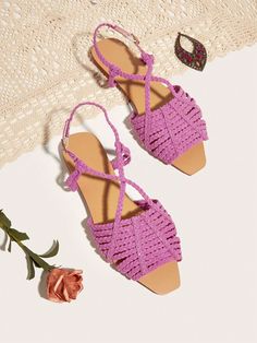 Experience ultimate comfort and style with our Boho Chic Faux Suede Braided Strap Flat Sandals. Crafted with soft faux suede and unique braided straps, these sandals are perfect for any bohemian-inspired outfit. The delicate flower detail adds a touch of charm, making you stand out in any crowd. Type : Ankle Strap Color : Multicolor Style : Fashionable Pattern Type : Plants Toe : Open Toe Upper Material : Suedette Lining Material : Suedette Insole Material : PU Leather Outsole Material : TPR Strappy Synthetic Slingback Sandals For Beach, Strappy Synthetic Slingback Sandals For Vacation, Synthetic Strappy Slingback Sandals For Vacation, Trendy Synthetic Sandals With Braided Straps, Spring Vacation Slingback Sandals With Woven Sole, Spring Flat Slingback Sandals With Woven Sole, Spring Flat Heel Slingback Sandals With Woven Sole, Spring Slingback Sandals With Woven Sole And Flat Heel, Spring Woven Sole Flat Heel Slingback Sandals