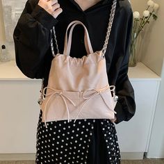 UAKISS - Bow Design Women's Small Backpacks 2024 Spring Y2K Korean Fashion Solid Color Backpack Lady School Bag Travel Chain Back Packs SIZE: (Upper Width)17cm * (Lower Width)27cm * (Height)26cm * (Thickness)7cm Shoulder Belt Length:78cm Ladies School Bag, Small Backpacks, Shoulder Belt, Japanese Sweet, Colorful Backpacks, Belt Length, Floral Bags, Small Backpack, Bow Design