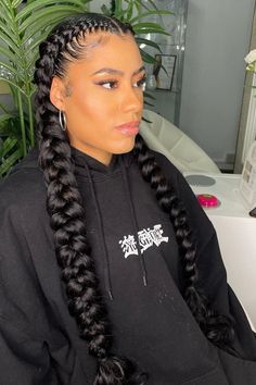 Braided hairstyles for teens 2 Butterfly Braids, Hairstyles For Black Women Twist, 2 Cornrow Braids, 2 Braids With Weave, Butterfly Braids, Long Ponytail Hairstyles, Long Braided Hairstyles, Butterfly Braid, Two Braid Hairstyles