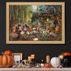 a halloween scene with mickey mouse and friends