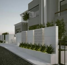 an artist's rendering of a modern building with plants growing on the outside wall