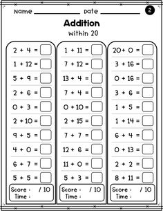 addition worksheet for students to practice addition skills